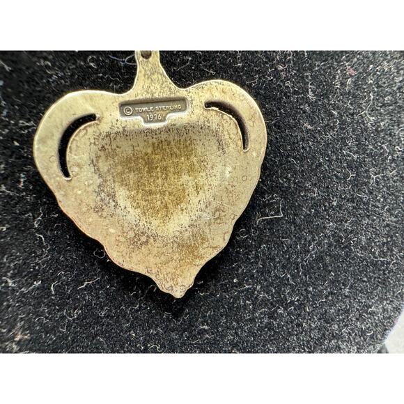1976 Towle 925 Sterling Silver Heart Pendant Charm w/ Spiedel Chain Necklace 18" - Picture 5 of 8